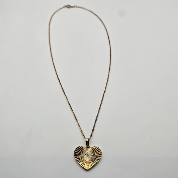 Danbury Mint Love Always Diamond Pendant Necklace 14kt Gold Plated Engraved 17" - Picture 4 of 10